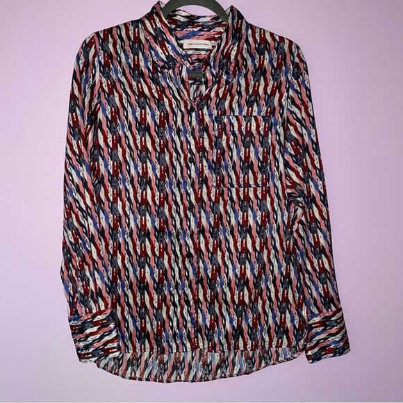 Isabel Marant Etoile M Top Colorful Print Button Collar Long Sleeve Blouse - Picture 1 of 8